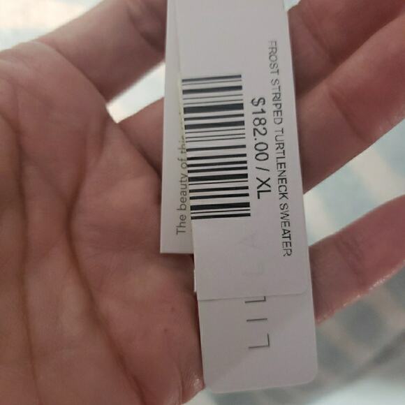 Lilla P Sweater XL Frost Striped Turtleneck Blue with White Stripes Soft Cozy - Picture 4 of 5